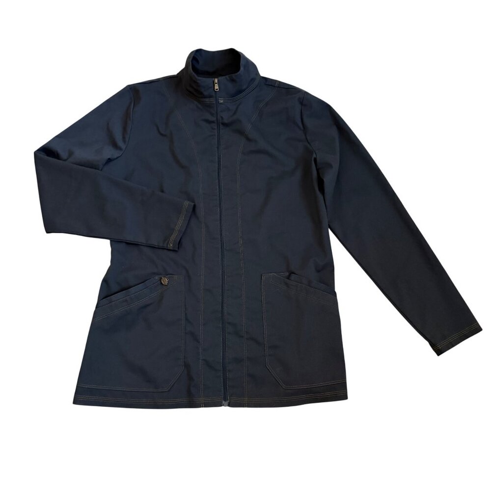 Dickies Women's Essence two pocket STretch zip up Scrub Jacket Navy